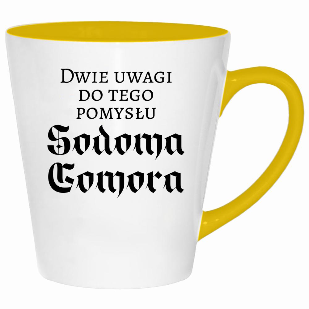 Dwie uwagi do tego pomysłu Sodoma Gomora kubek latte kolor żółtyy