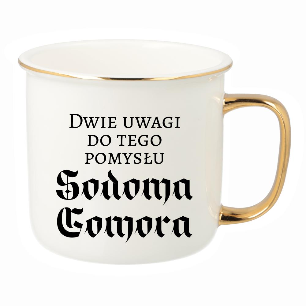 Dwie uwagi do tego pomysłu Sodoma Gomora kubek porcelanowy retro kolor turkusowy