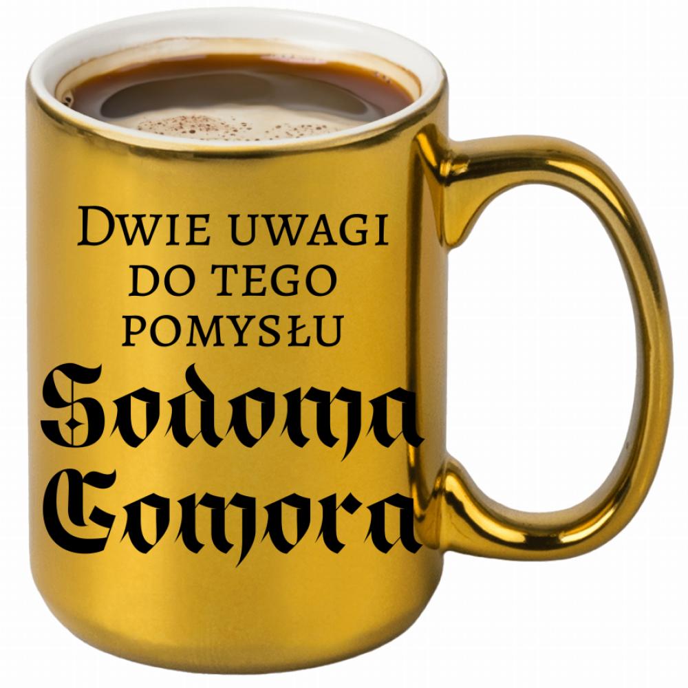 Dwie uwagi do tego pomysłu Sodoma Gomora kubek złoty kolor jasnofioletowy