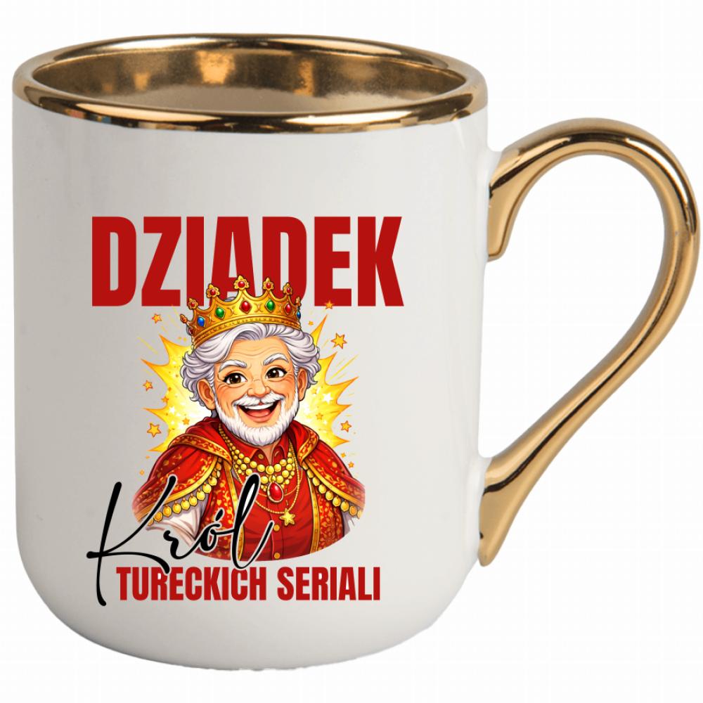 Dziadek - Król Tureckich Serialii kubek elegant biały kolor czerwony latte