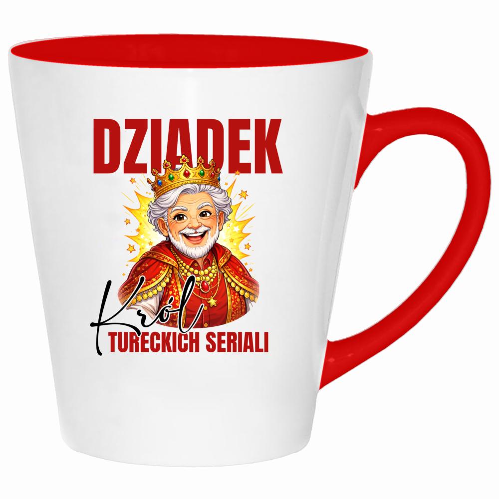 Dziadek - Król Tureckich Serialii kubek latte kolor czerwony latte