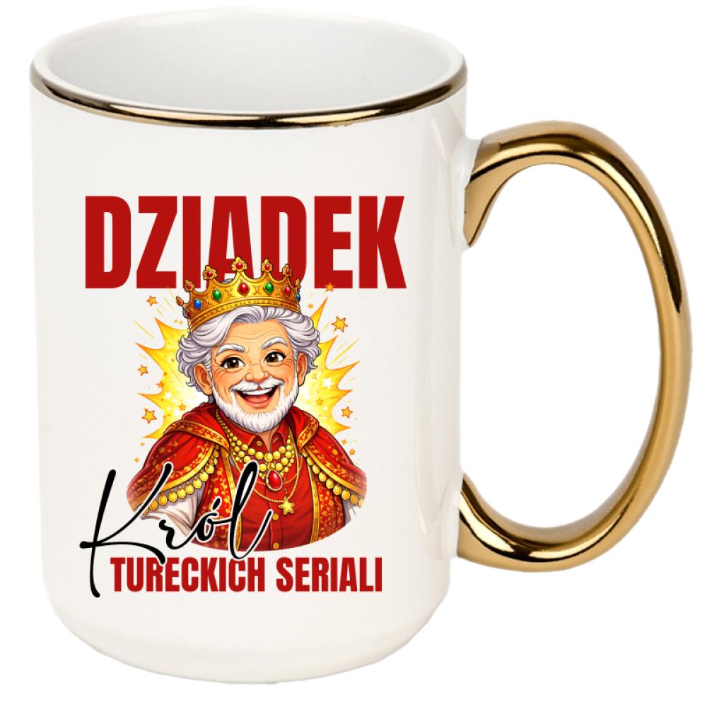 Dziadek - Król Tureckich Serialii kubek xxl złoty rant i ucho kolor żółty