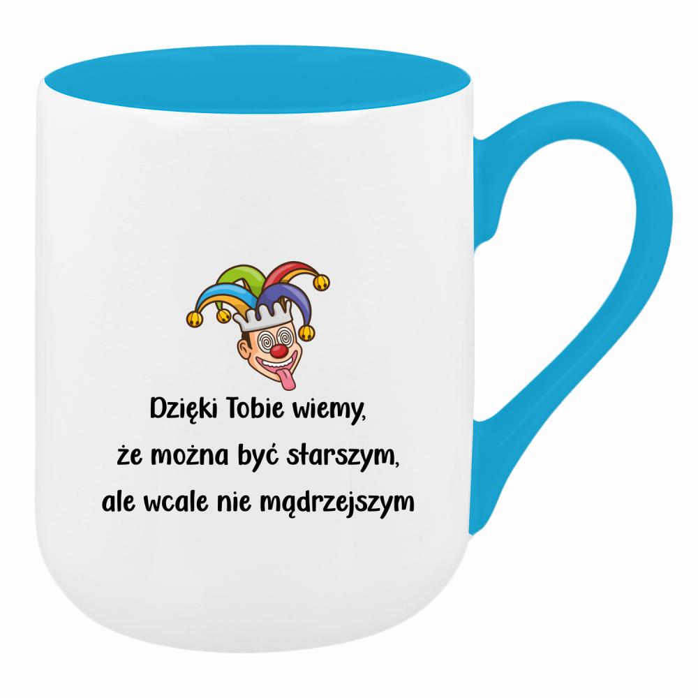 Dzięki Tobie wiemy, że można być starszym kubek coffee kolor turkusowy