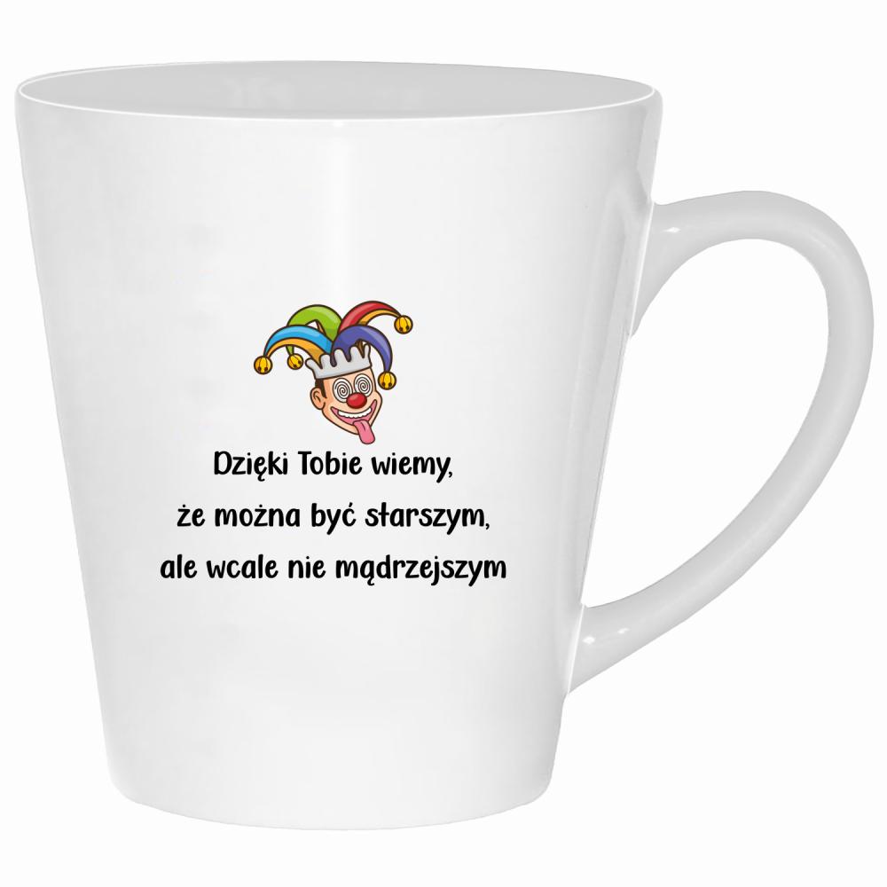 Dzięki Tobie wiemy, że można być starszym kubek latte kolor biały