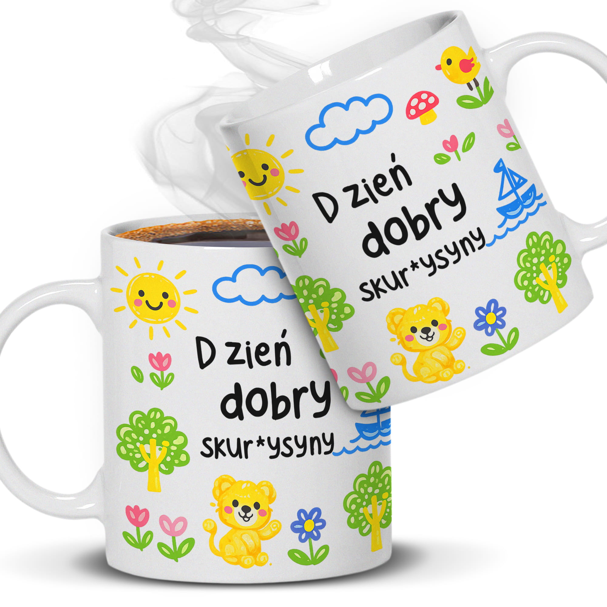 Dzień dobry sku#wysyny kubek ucho kolor