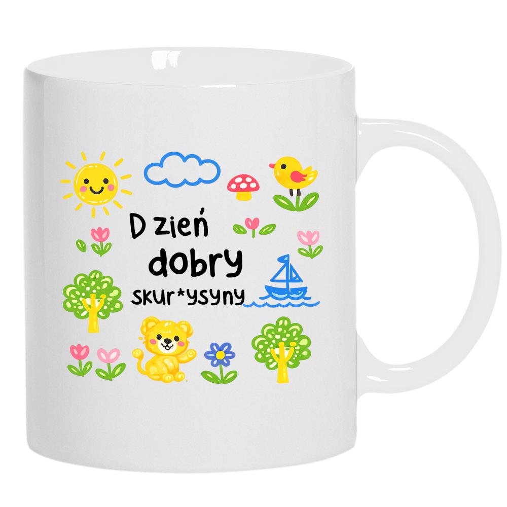 Dzień dobry sku#wysyny kubek ucho kolor kolor biały