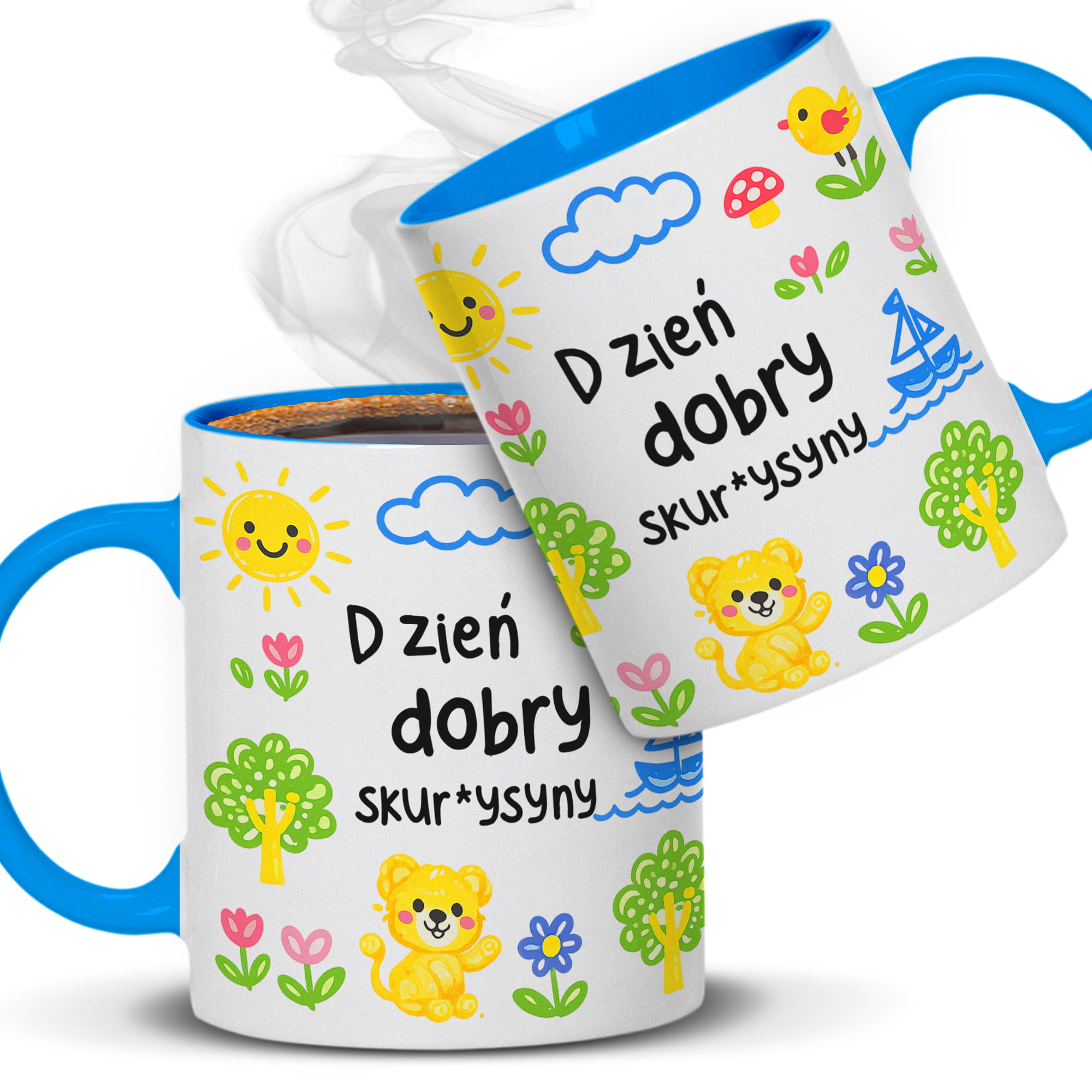 Dzień dobry sku#wysyny kubek ucho kolor kolor jasnoniebieski