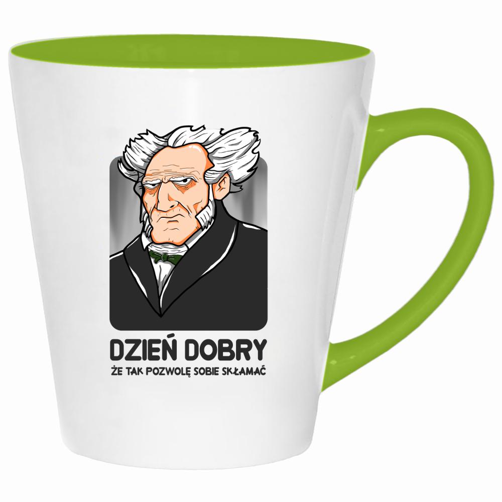 Dzień dobry, że tak pozwolę sobie skłamać kubek latte kolor limonka