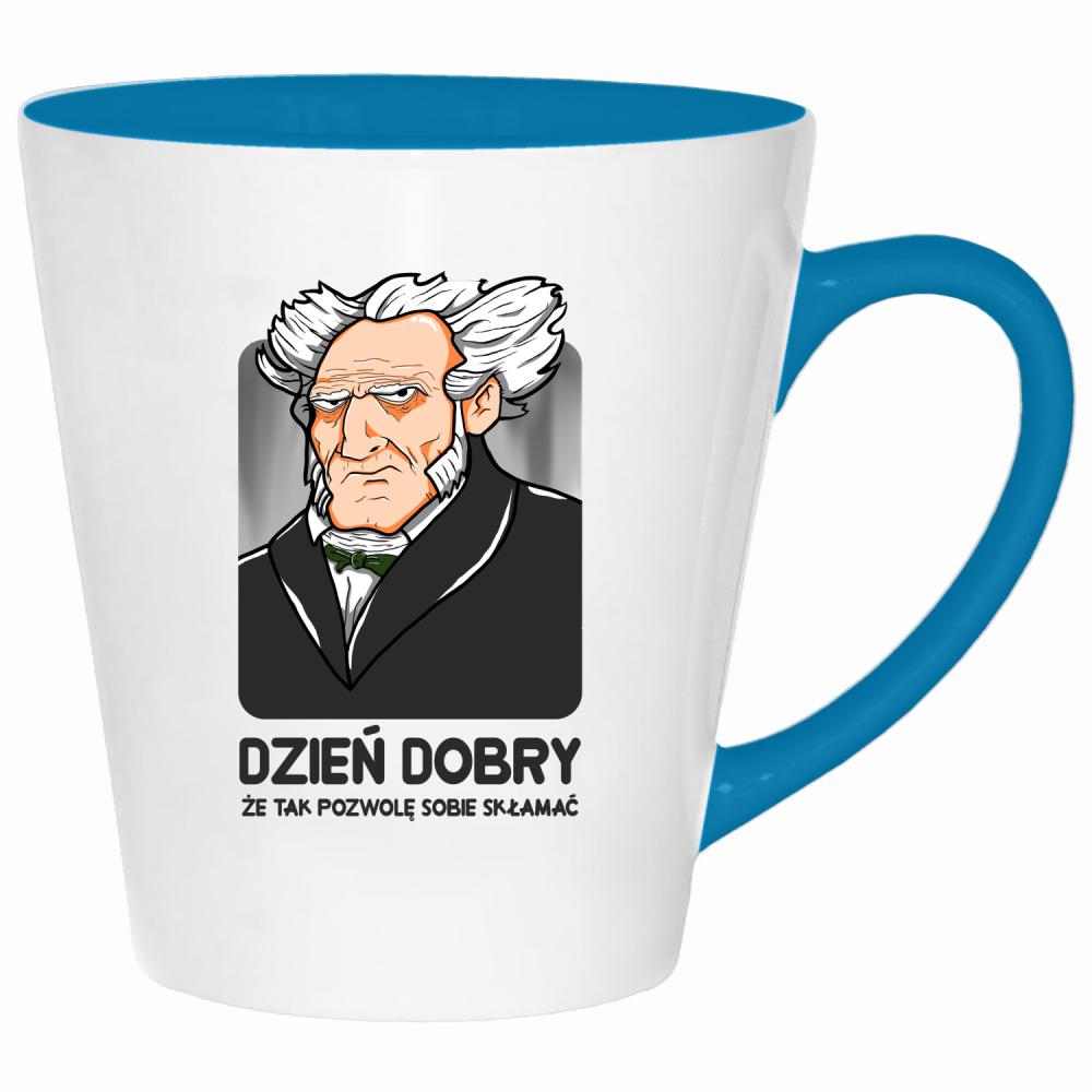 Dzień dobry, że tak pozwolę sobie skłamać kubek latte kolor turkus