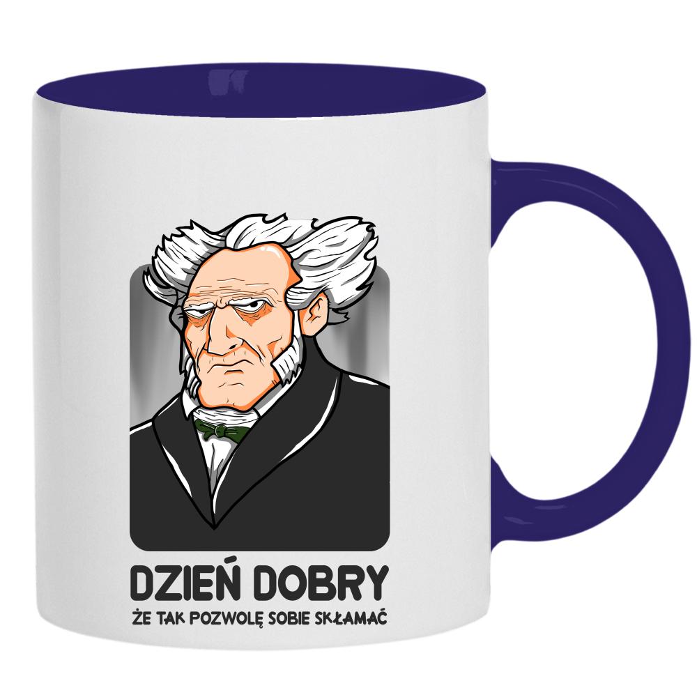 Dzień dobry, że tak pozwolę sobie skłamać kubek ucho kolor kolor navy