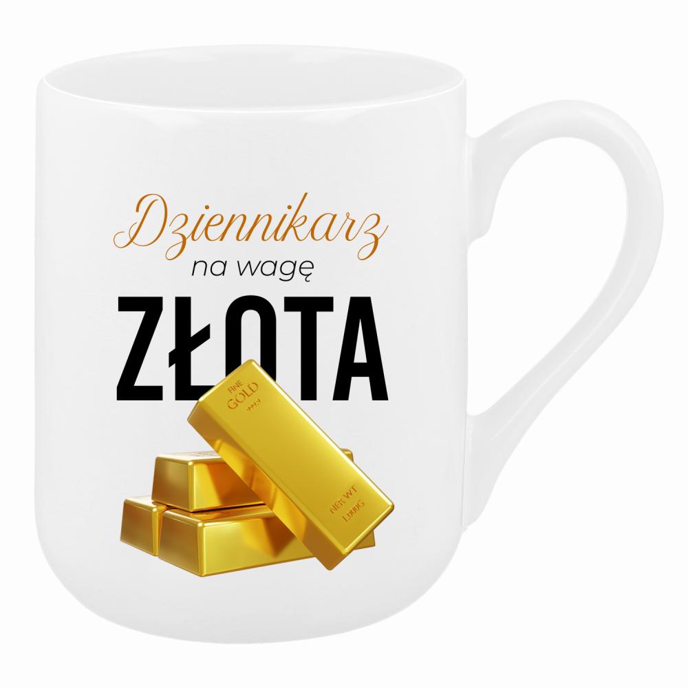 DZIENNIKARZ NA WAGĘ ZŁOTA kubek coffee kolor biały