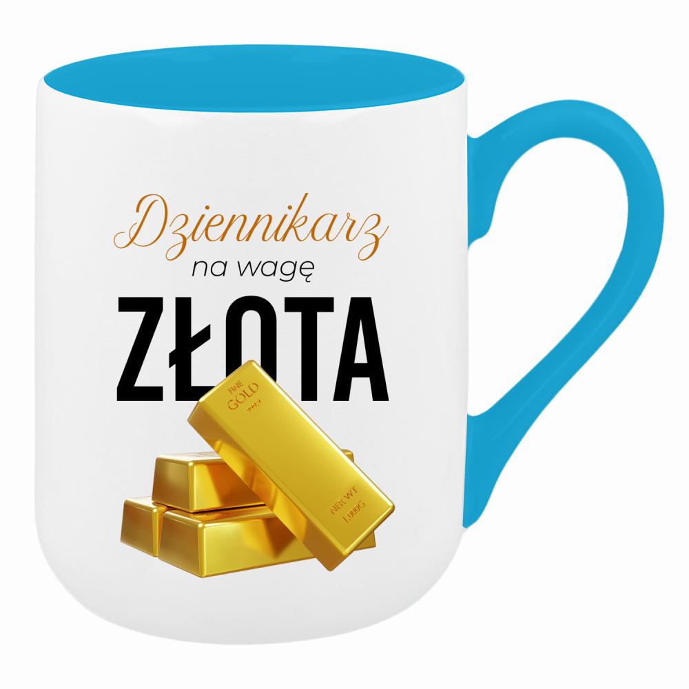 DZIENNIKARZ NA WAGĘ ZŁOTA kubek coffee kolor turkusowy