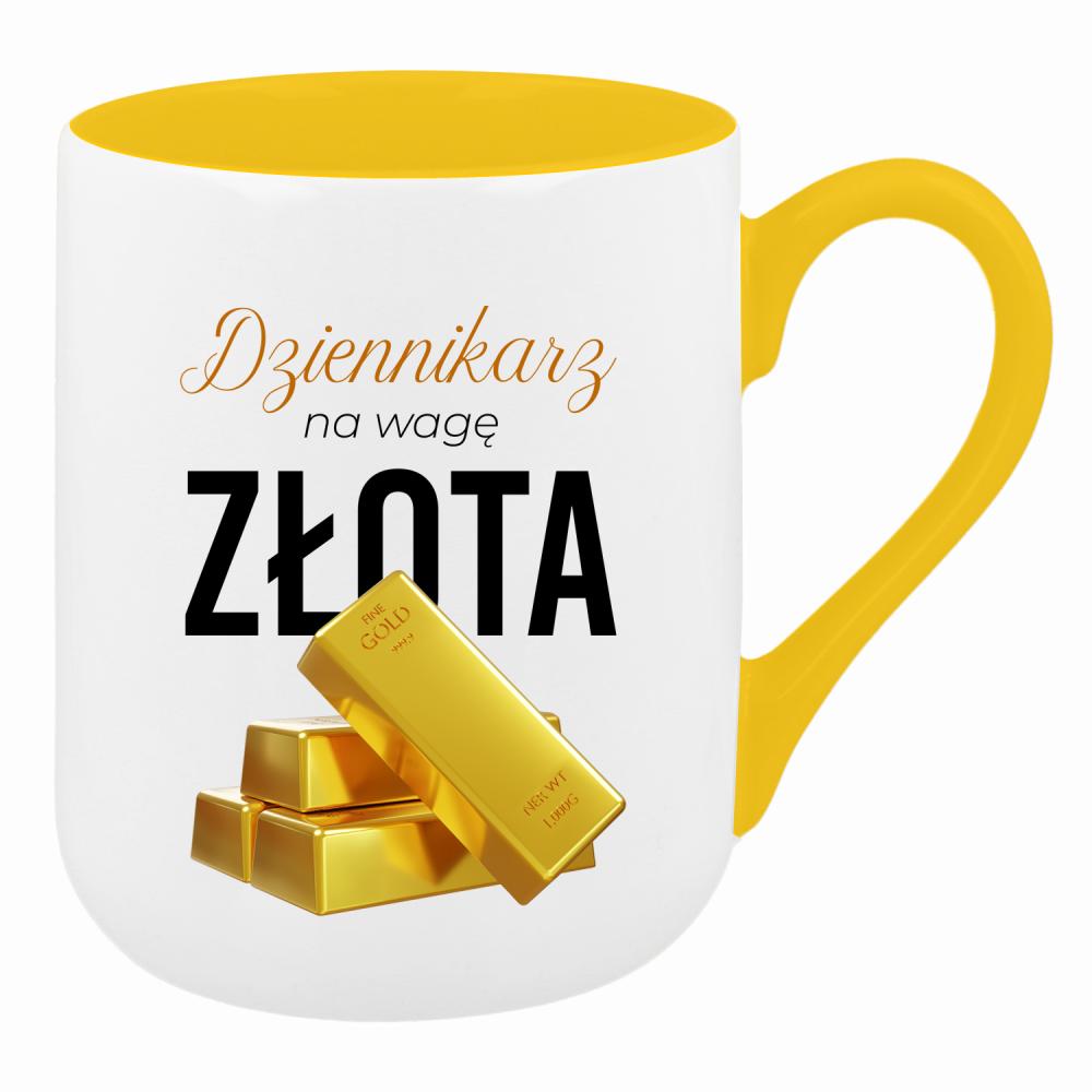 DZIENNIKARZ NA WAGĘ ZŁOTA kubek coffee kolor żółty
