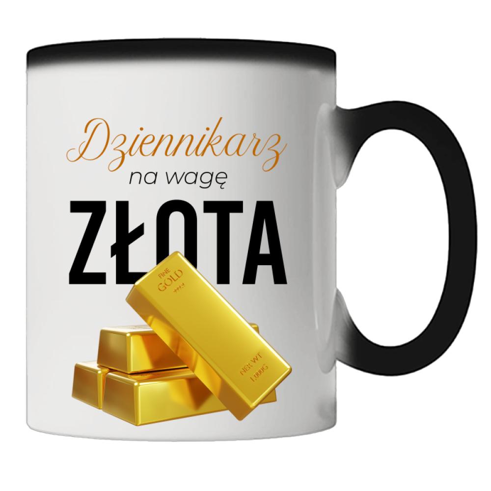 DZIENNIKARZ NA WAGĘ ZŁOTA kubek magiczny kolor zielony