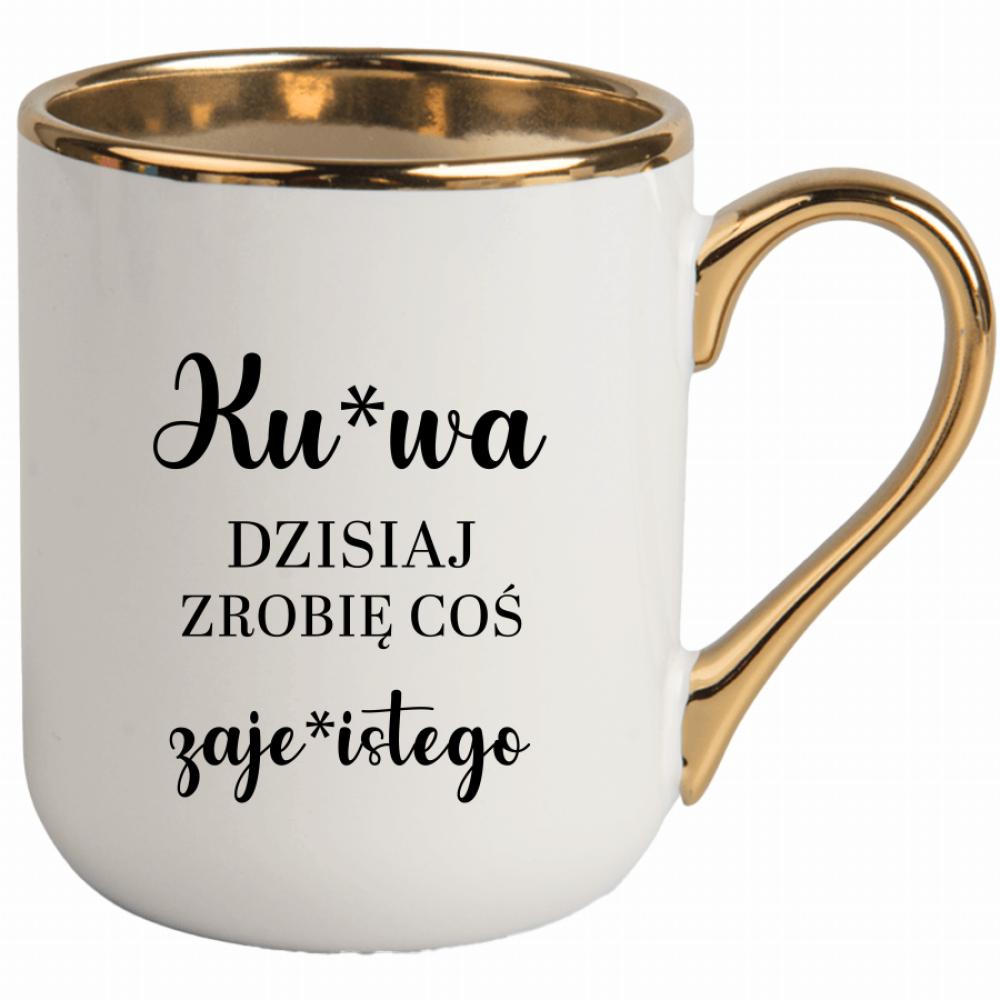 Dzisiaj zrobię coś zaje*istego kubek elegant biały kolor jasny róż