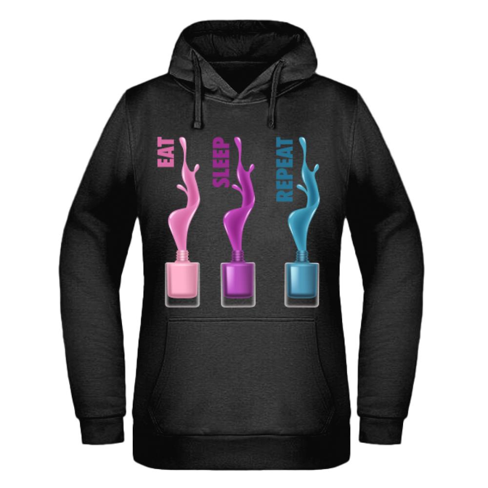 EAT. SLEEP. REPEAT. bluza damska z kapturem