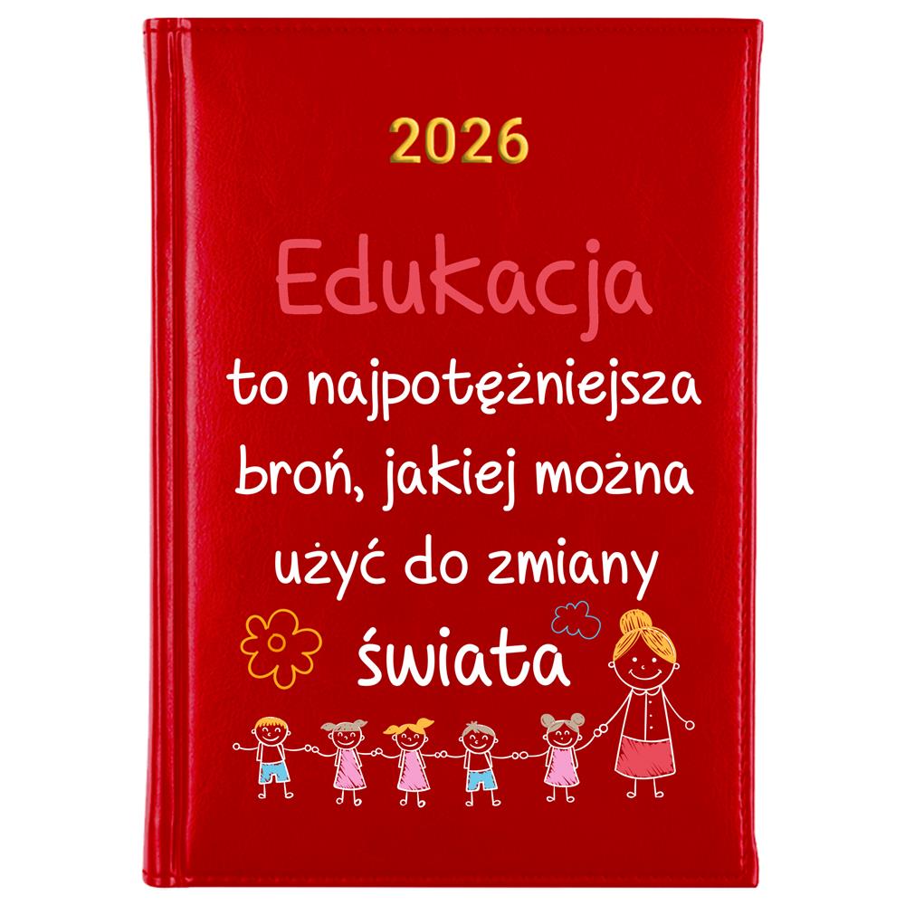 Edukacja to najpotężniejsza broń 2 kalendarz książkowy a5 2026 kolor red