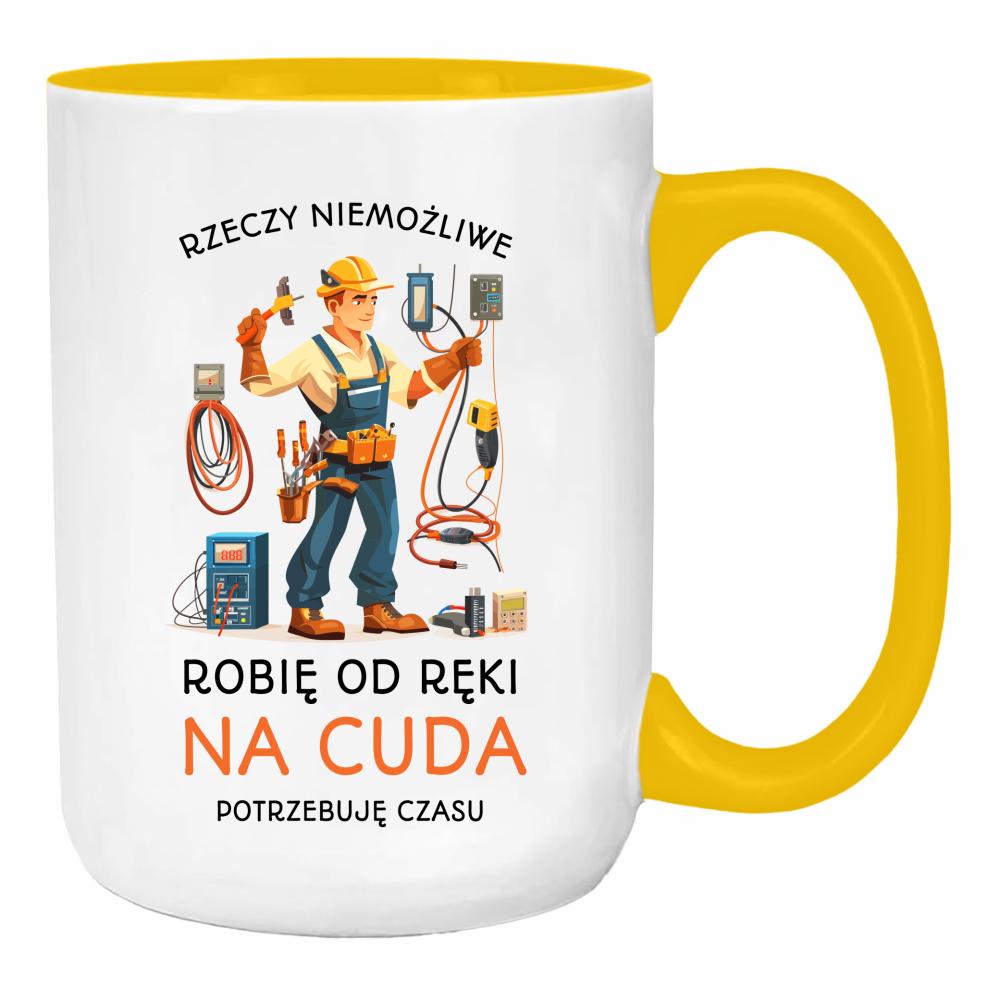 Elektryk Na cuda duży kubek ucho kolor kolor żółty