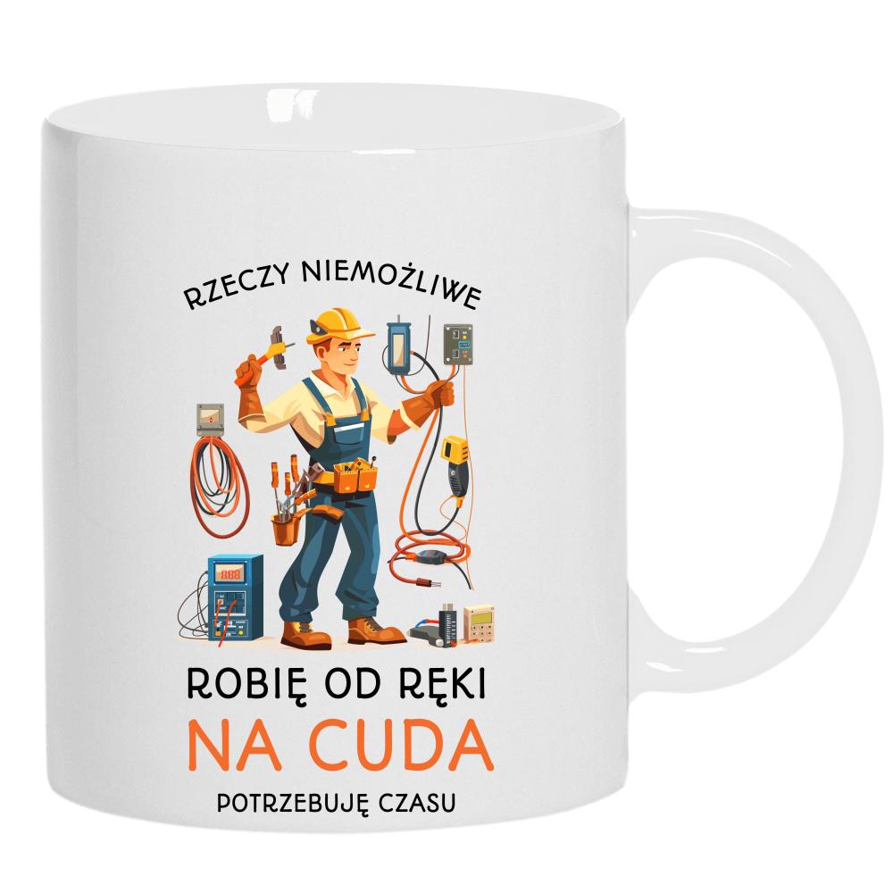 Elektryk Na cuda kubek ucho kolor kolor biały