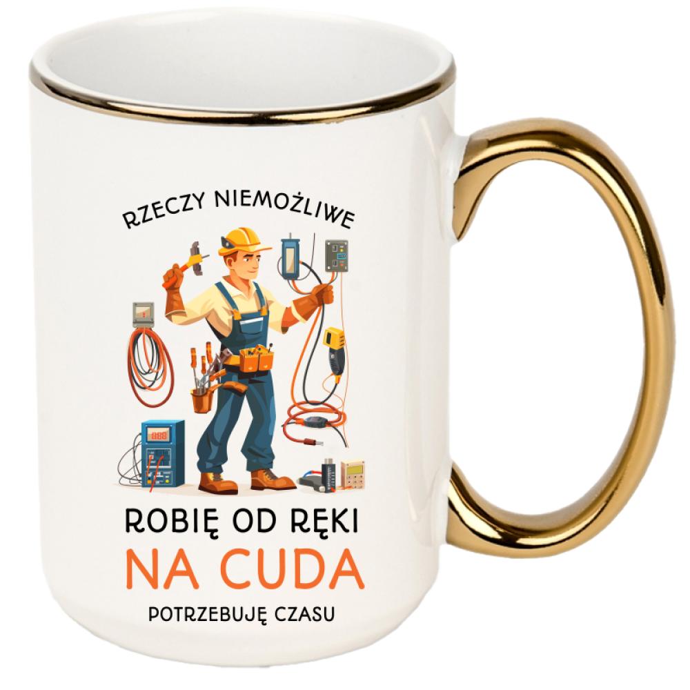 Elektryk Na cuda kubek xxl złoty rant i ucho kolor złoty