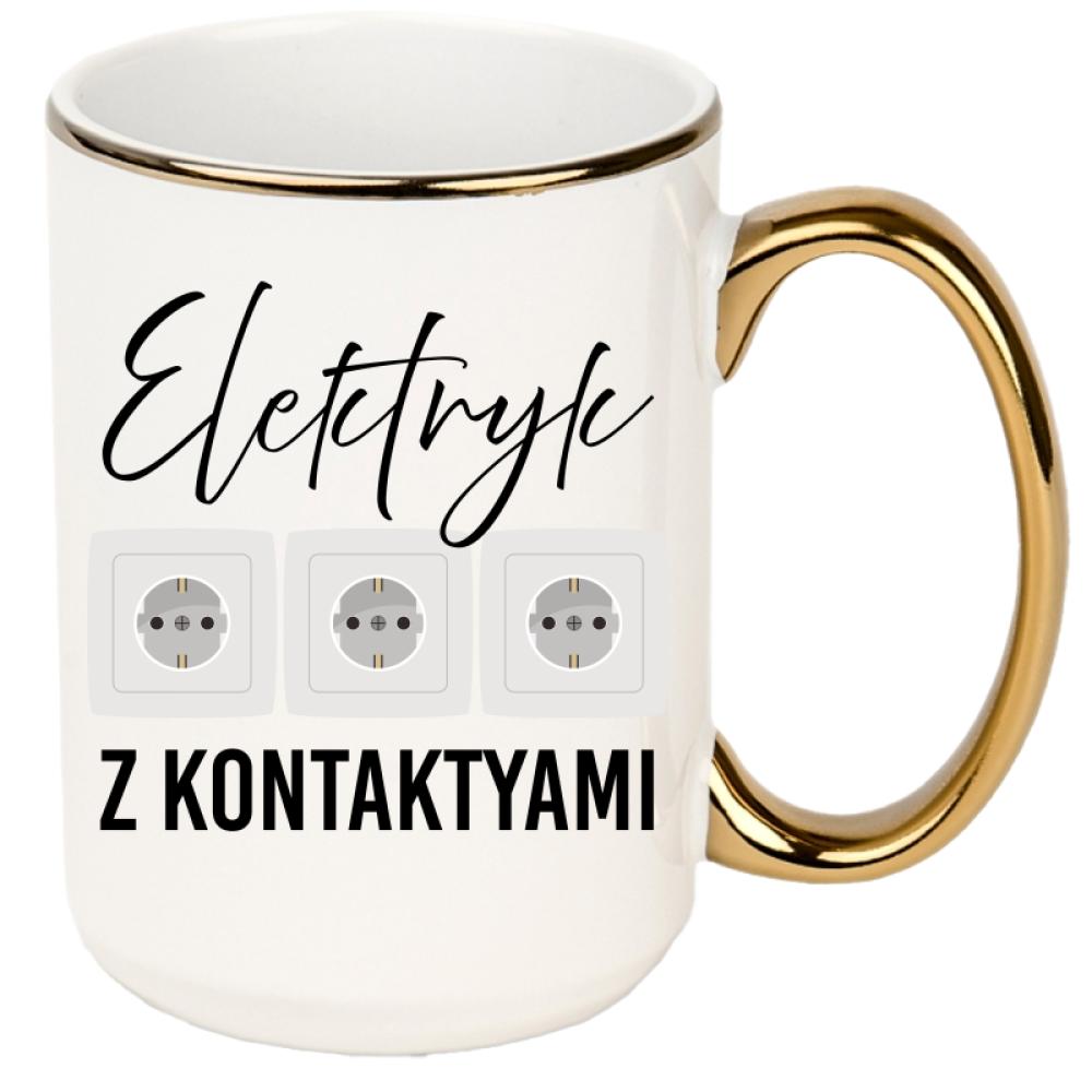 Elektryk z kontaktami kubek xxl złoty rant i ucho kolor złoty