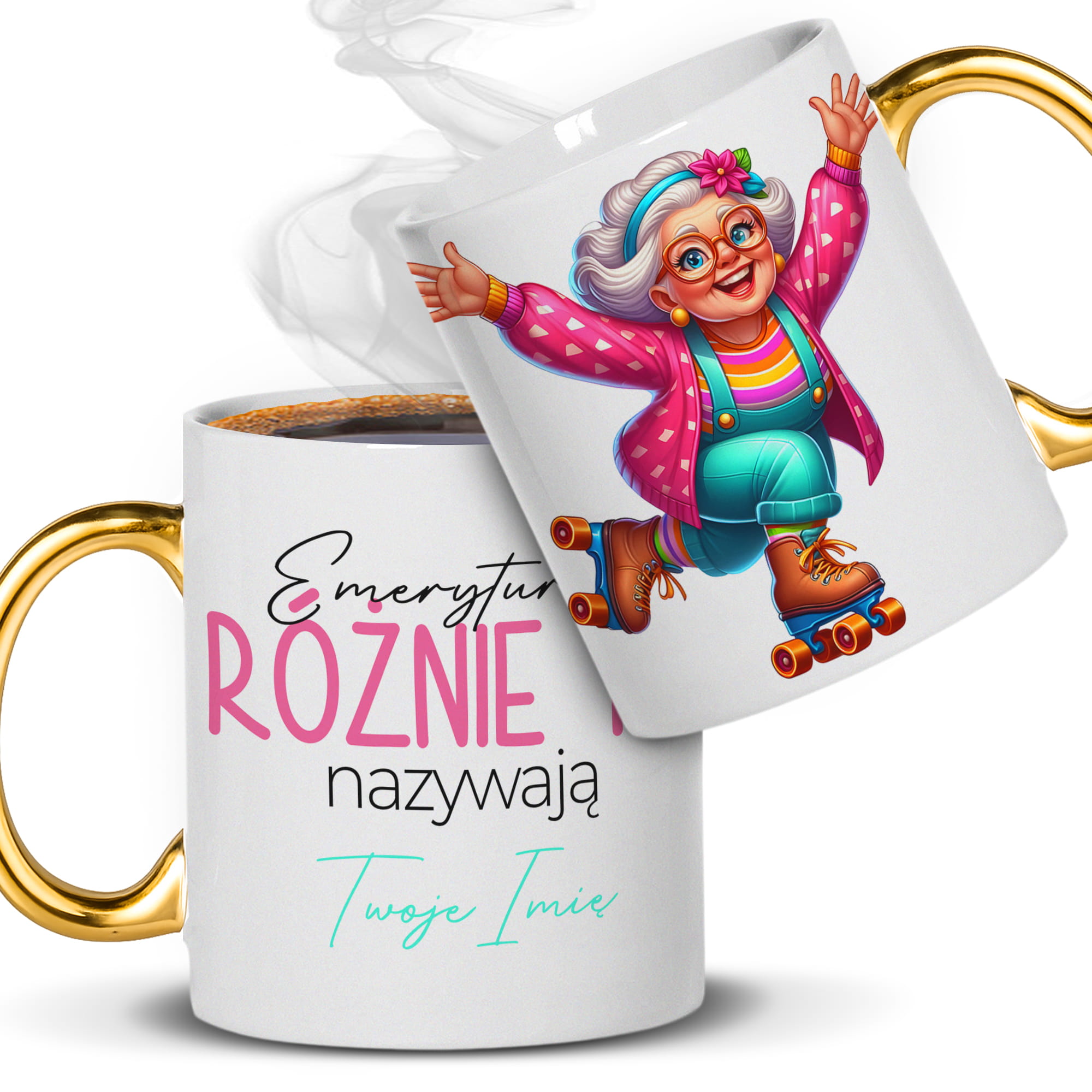Emerytka do zadań specjalnych kubek ucho złote kolor złoty