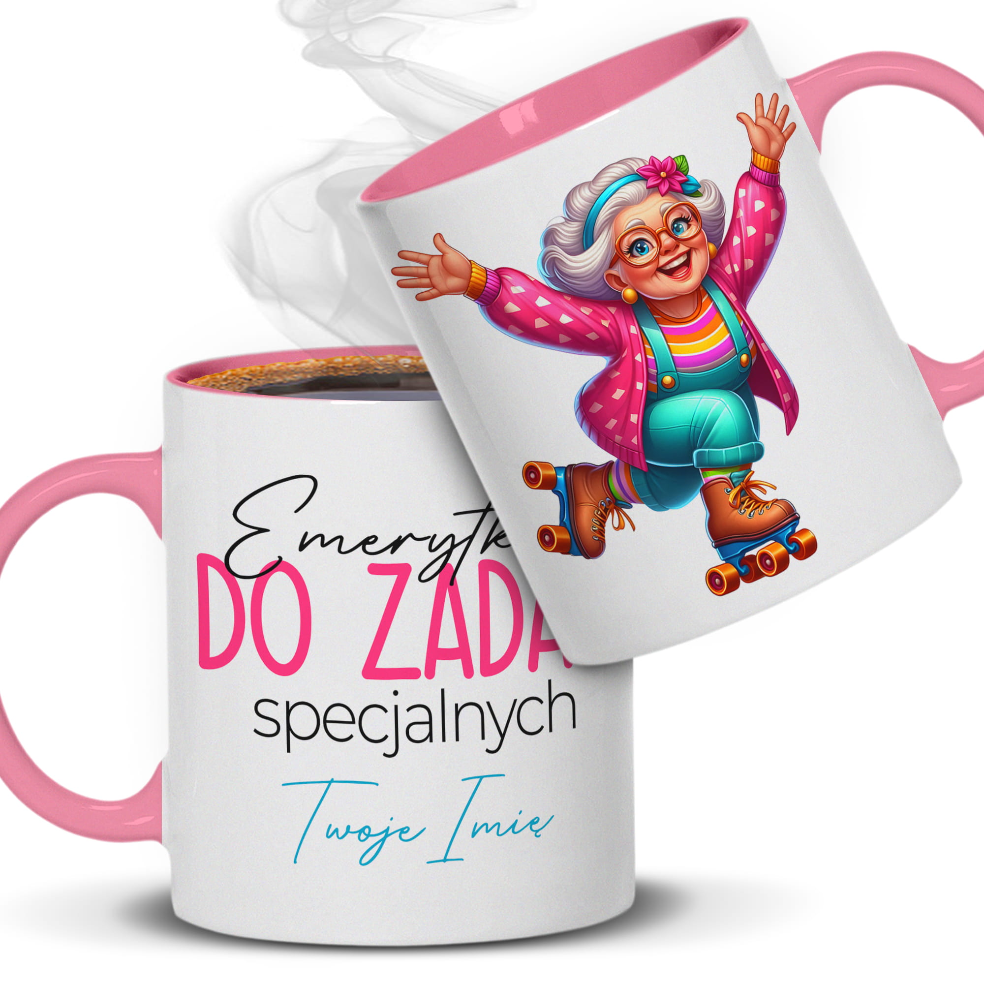 Emerytka do zadań specjalnych kubek uchwyt serce kolor serce różowe