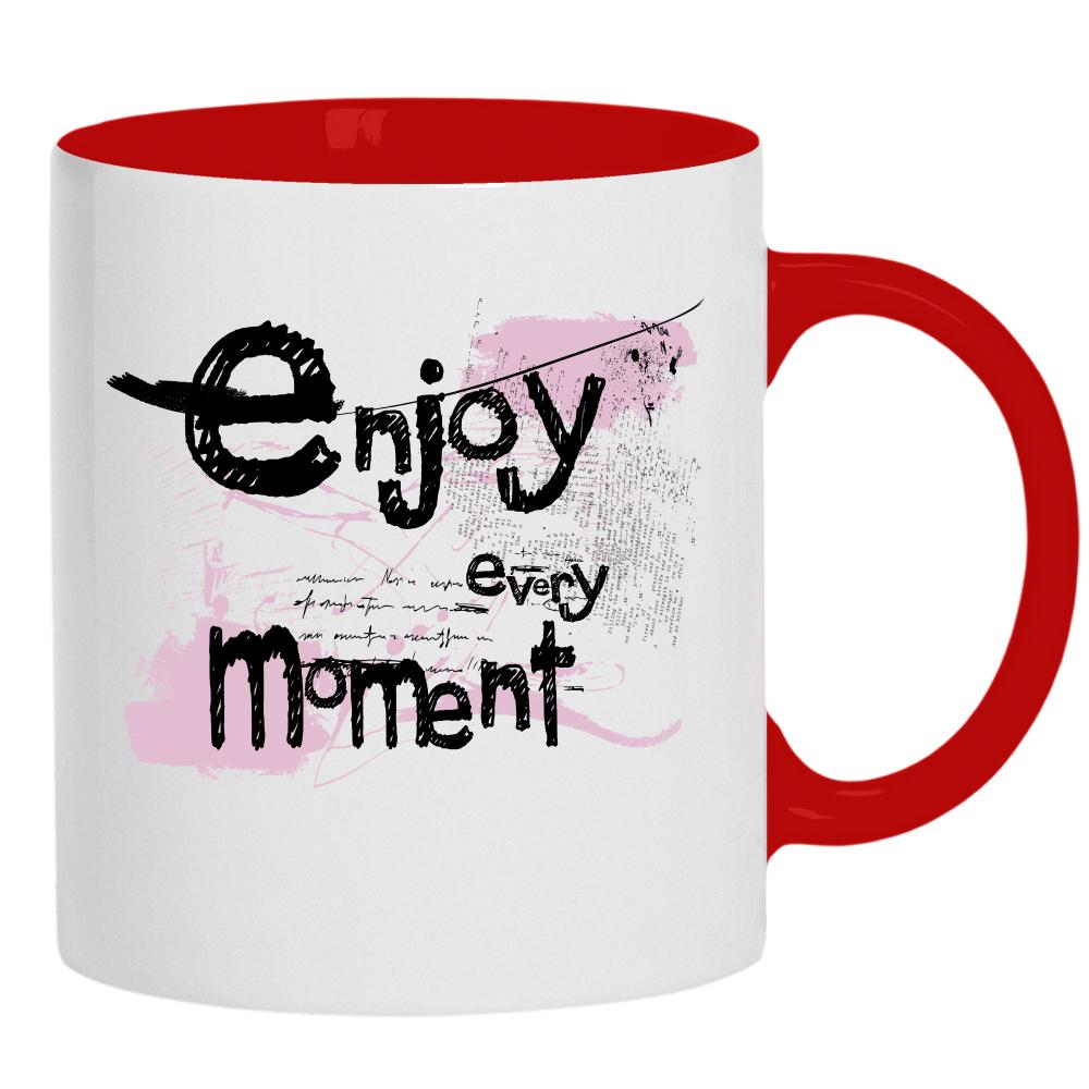 Enjoy every moment kubek ucho kolor kolor czerwony