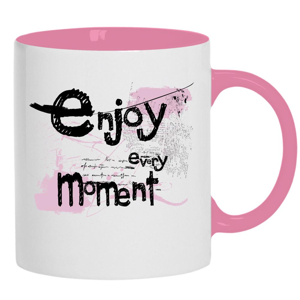 Enjoy every moment kubek ucho kolor kolor różowy