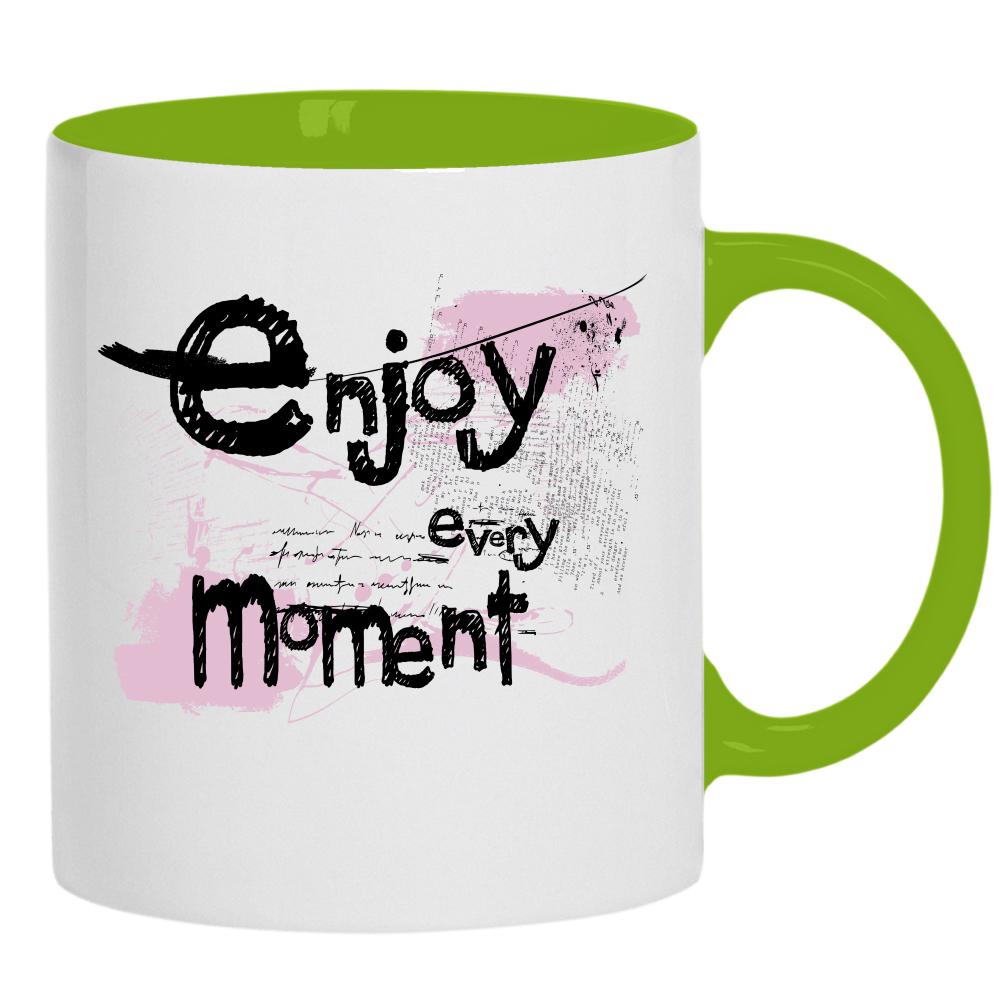 Enjoy every moment kubek ucho kolor kolor zielony