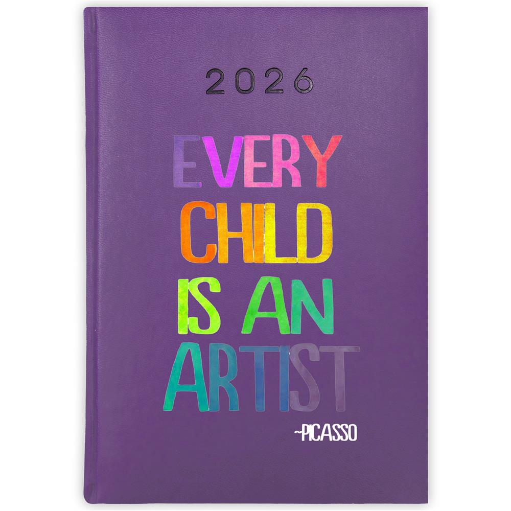 Every child is an artist kalendarz książkowy a5 2026 kolor fioletowy