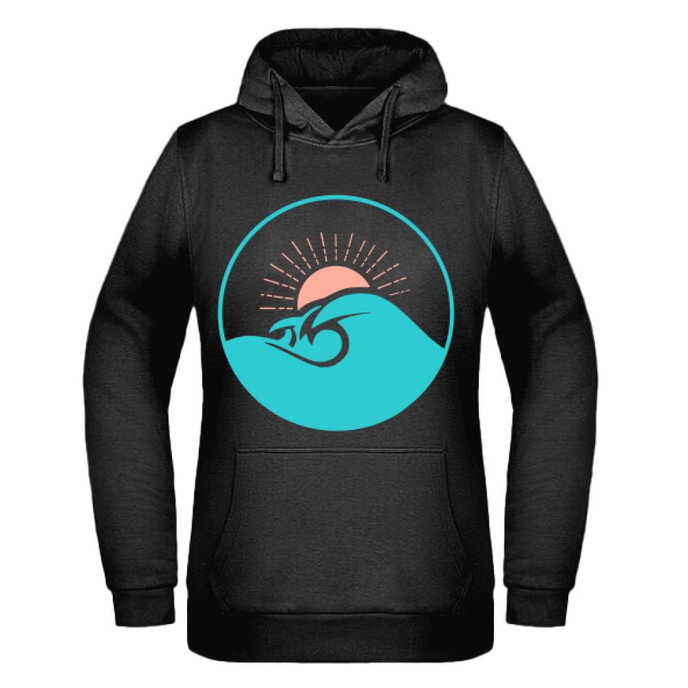 Fala i zachód słońca bluza damska z kapturem