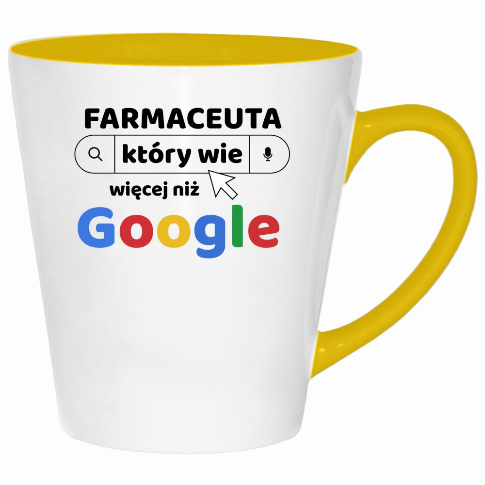 Farmaceuta, który wie więcej niż Google kubek latte kolor żółtyy