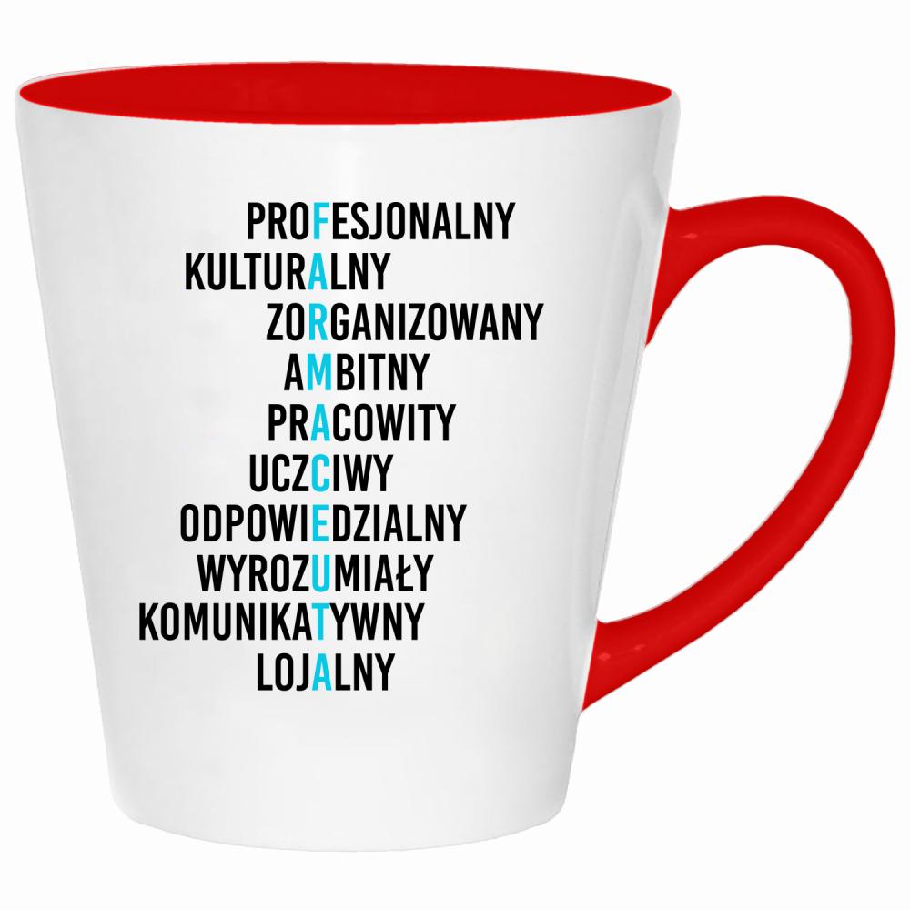 Farmaceuta znaczenie kubek latte kolor czerwony latte