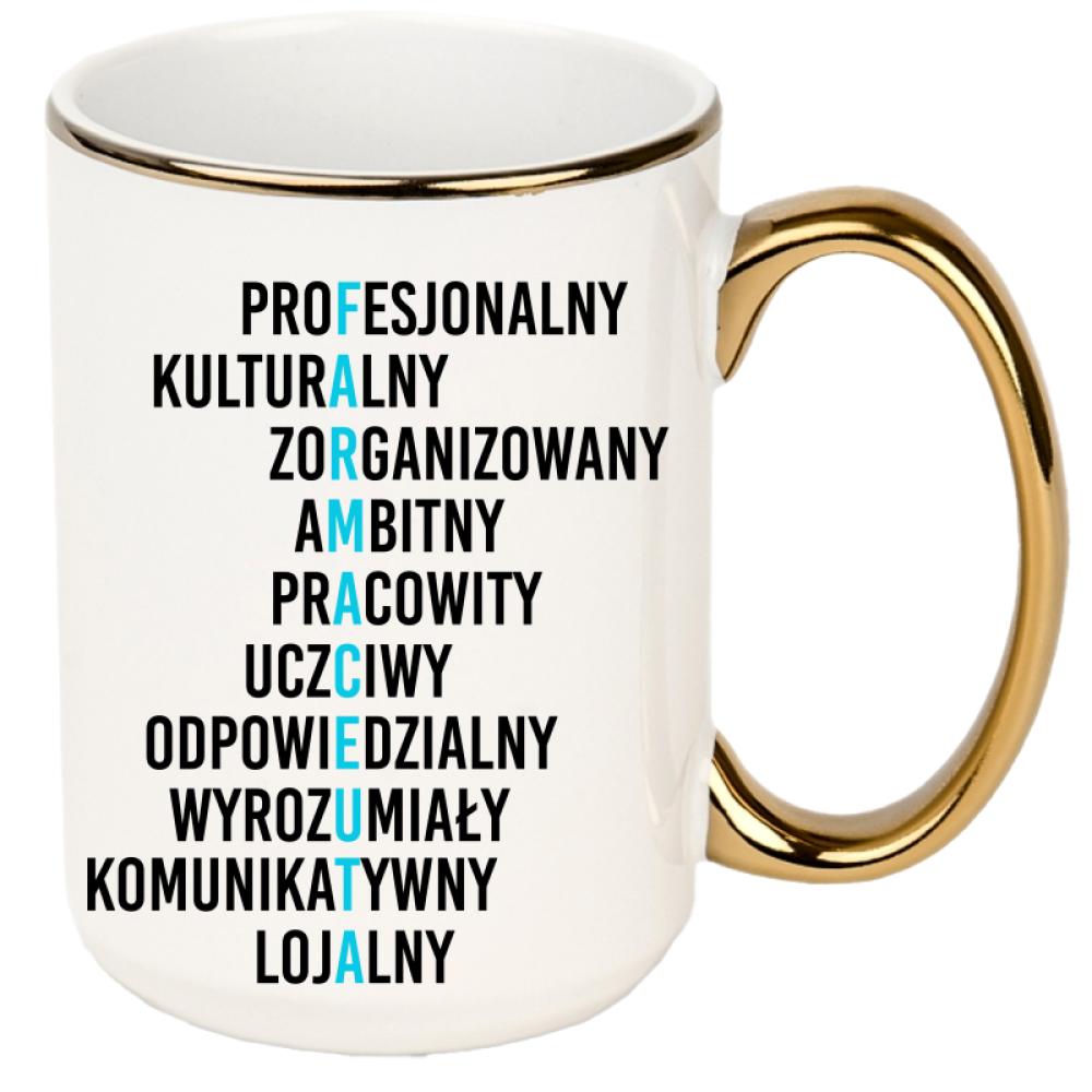 Farmaceuta znaczenie kubek xxl złoty rant i ucho kolor czarnyy