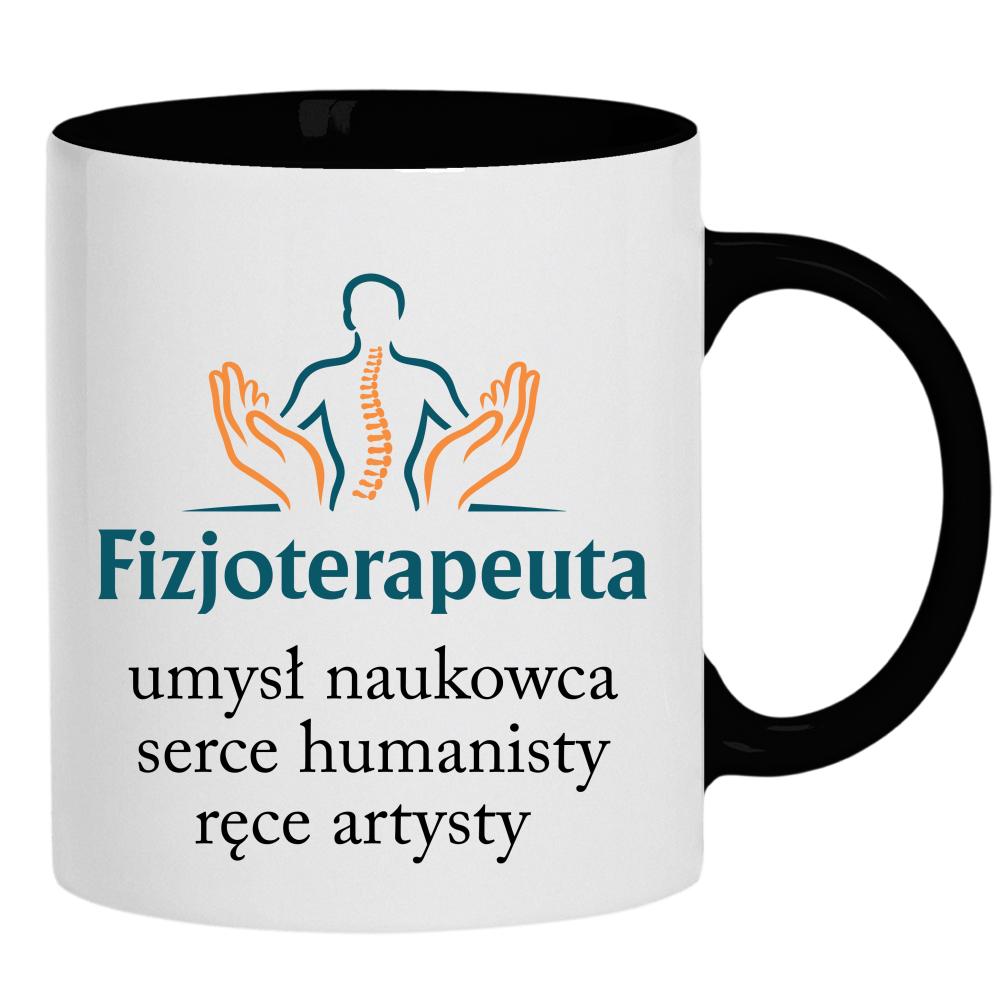 Fizjoterapeuta umysł naukowca serce humanisty kubek ucho kolor kolor czarnyy