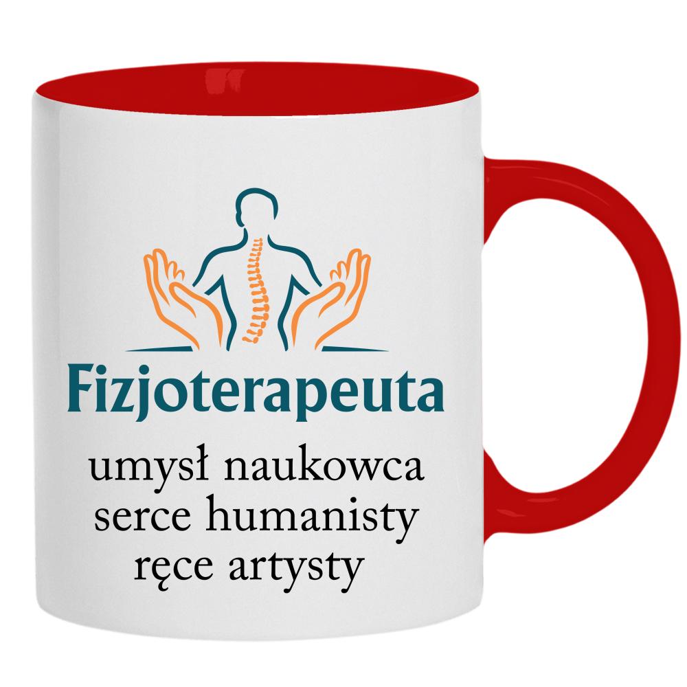 Fizjoterapeuta umysł naukowca serce humanisty kubek ucho kolor kolor czerwony