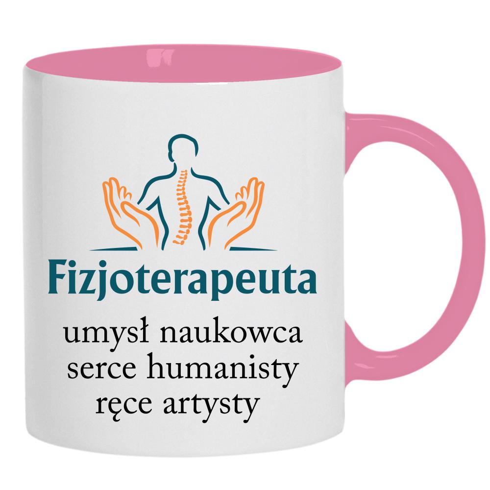 Fizjoterapeuta umysł naukowca serce humanisty kubek ucho kolor kolor różowy