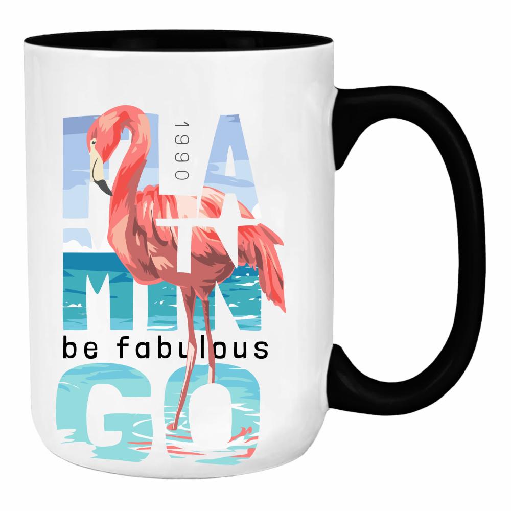 Flamingo duży kubek ucho kolor kolor czerwony latte