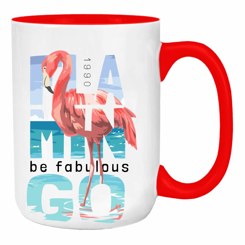 Flamingo duży kubek ucho kolor kolor red