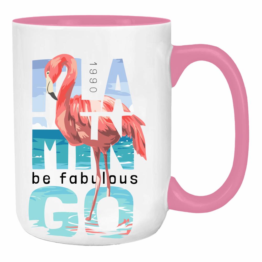 Flamingo duży kubek ucho kolor kolor różowy