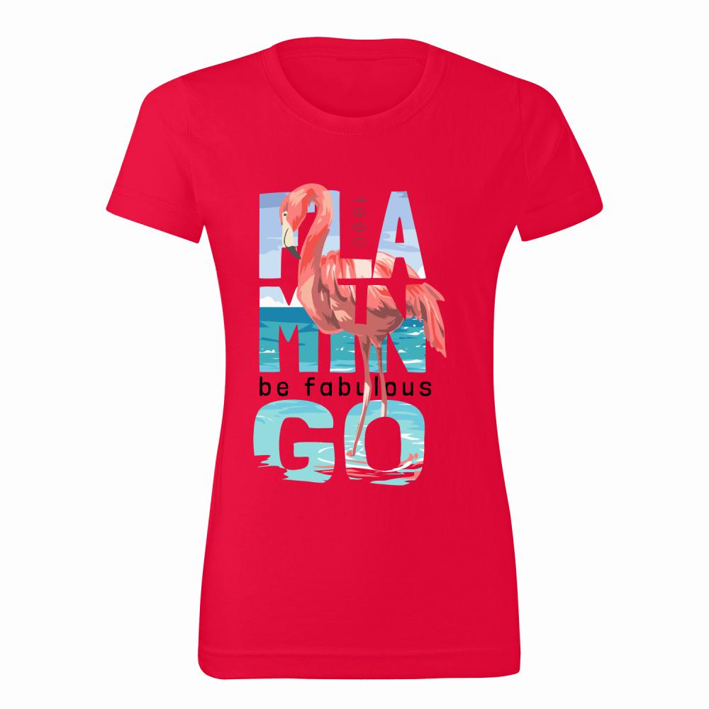 Flamingo koszulka damska kolor czerwony