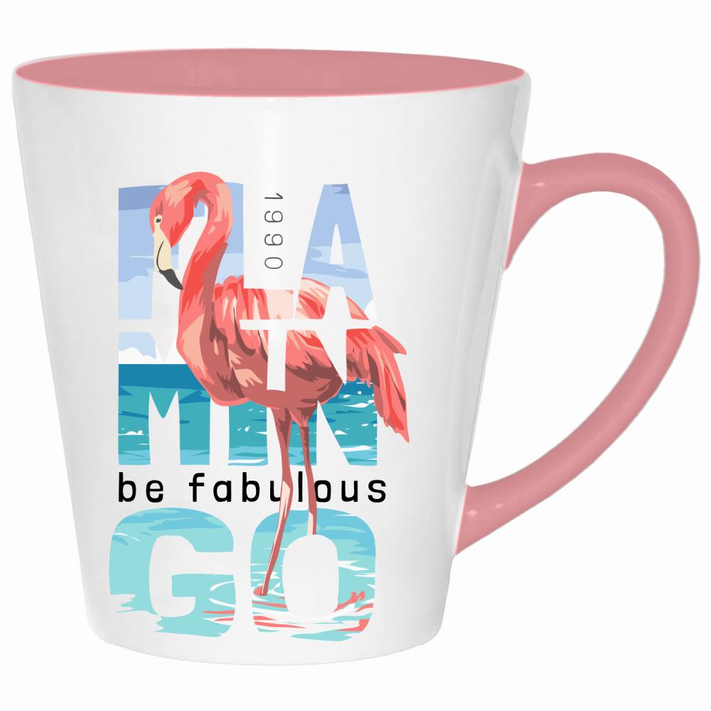 Flamingo kubek latte kolor pink