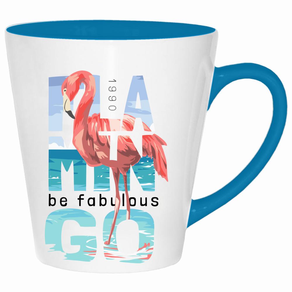 Flamingo kubek latte kolor turkus