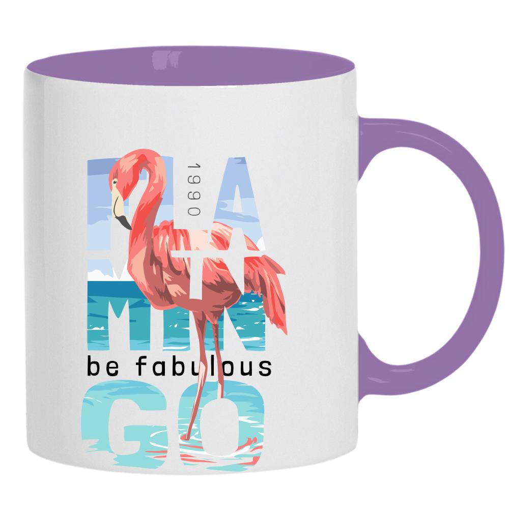 Flamingo kubek ucho kolor kolor jasnofioletowy