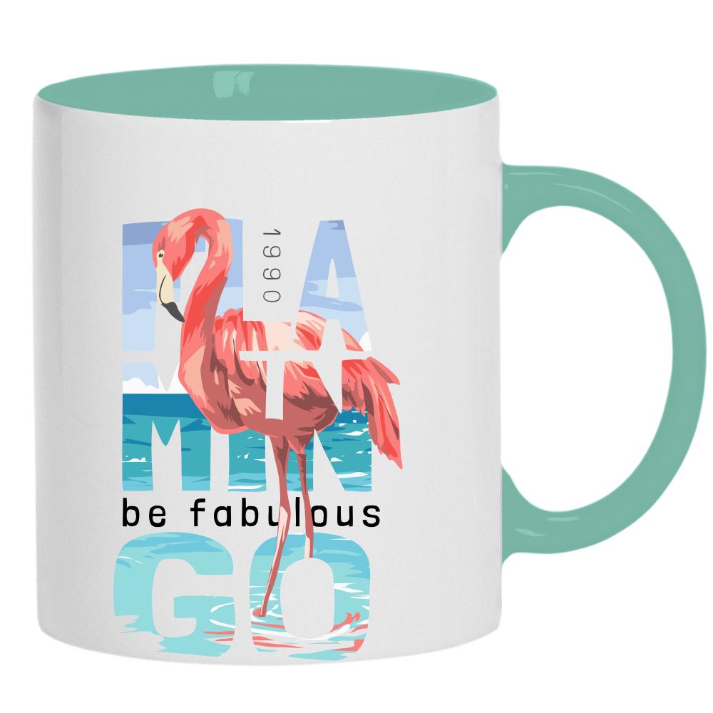 Flamingo kubek ucho kolor kolor miętowo zielony