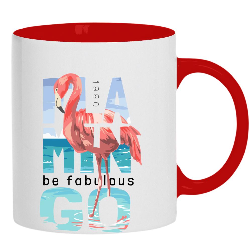 Flamingo kubek ucho kolor kolor żółty