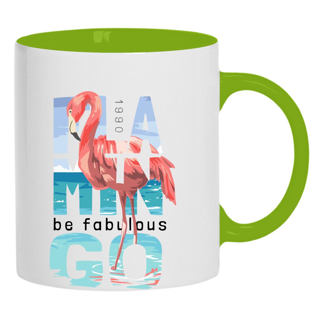 Flamingo kubek ucho kolor kolor zielony