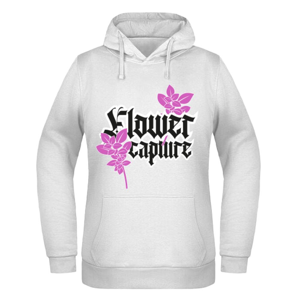 Flower Capture bluza damska z kapturem kolor biały
