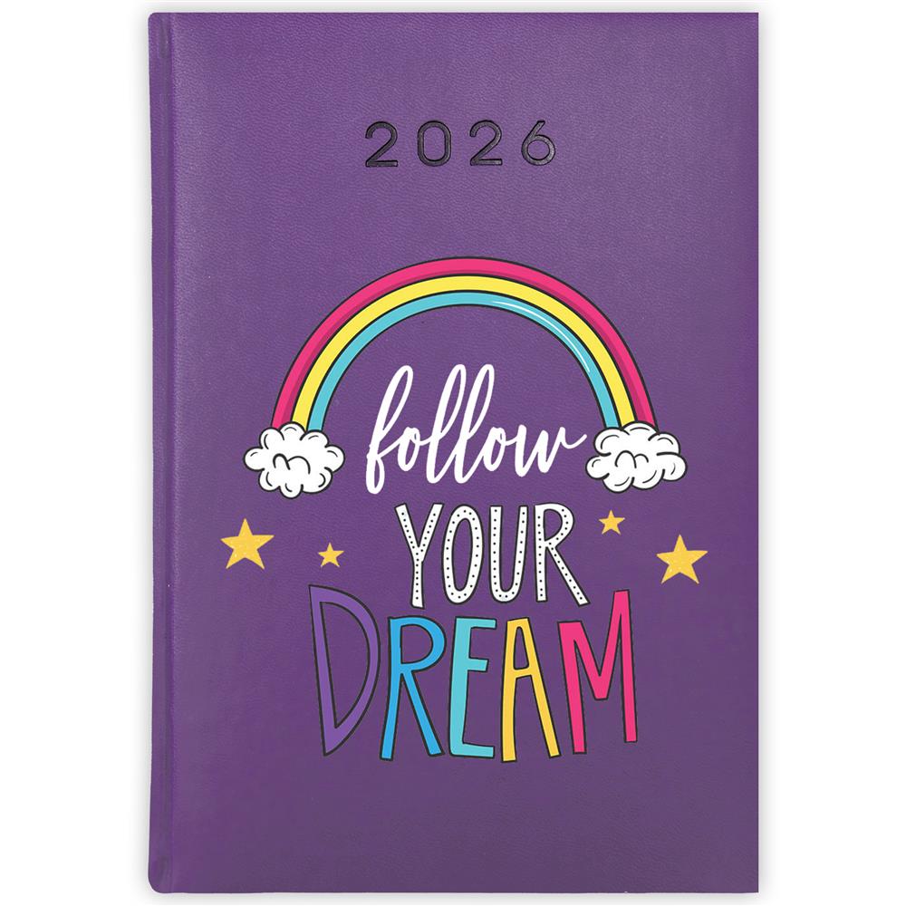 Follow Your Dream kalendarz książkowy a5 2026 kolor fioletowy